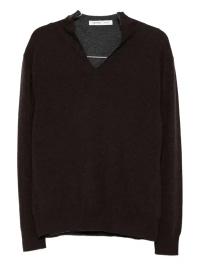 Carven V-neck Cashmere Sweater In Brown
