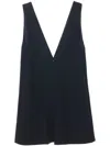 Carven Cashmere Sleeveless V-neck Dress With Side Slit Pockets In 蓝色