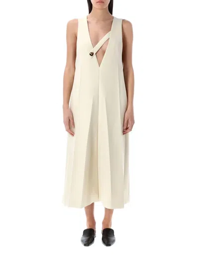 Carven Layering Midi Dress In Beige