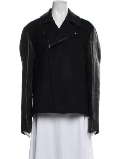 Pre-owned Carven Virgin Wool Biker Jacket In Black