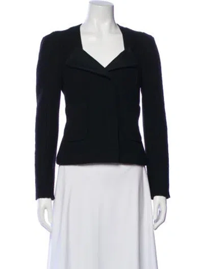 Pre-owned Carven Virgin Wool Biker Jacket In Blue