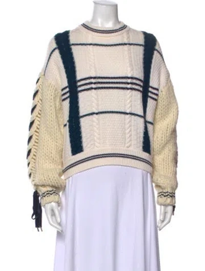 Pre-owned Carven Virgin Wool Colorblock Pattern Sweater In Neutral