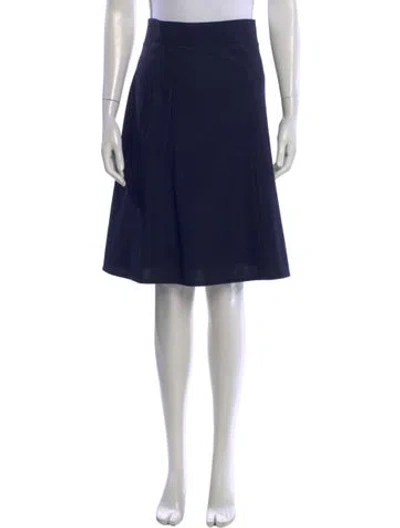Pre-owned Carven Virgin Wool Midi Length Skirt In Blue