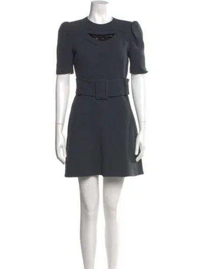 Pre-owned Carven Virgin Wool Mini Dress In Gray
