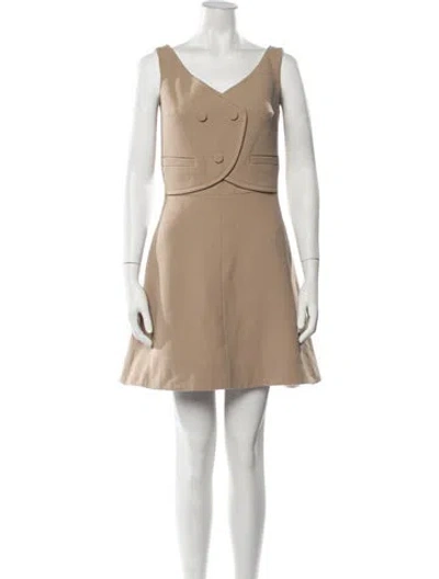 Pre-owned Carven Virgin Wool Mini Dress In Neutrals
