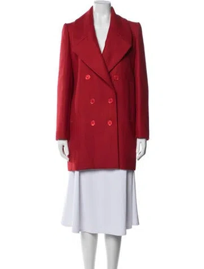 Pre-owned Carven Virgin Wool Peacoat In Red