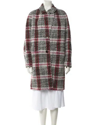 Pre-owned Carven Virgin Wool Plaid Print Jacket In Red