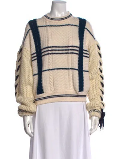 Pre-owned Carven Virgin Wool Plaid Print Sweater In Neutrals