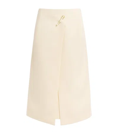 Carven Virgin Wool Safety Pin Midi Skirt In Beige
