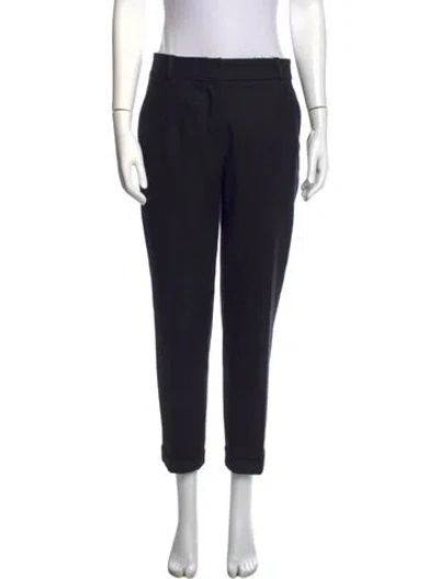 Pre-owned Carven Virgin Wool Straight Leg Pants In Black