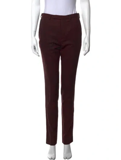 Pre-owned Carven Virgin Wool Straight Leg Pants In Burgundy