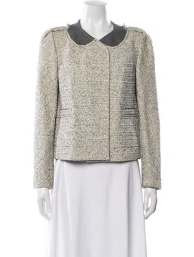 Pre-owned Carven Virgin Wool Tweed Pattern Jacket In Neutral