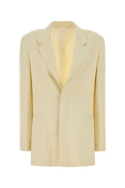 Carven Viscose Blend Blazer With Cotton Lining In Yellow