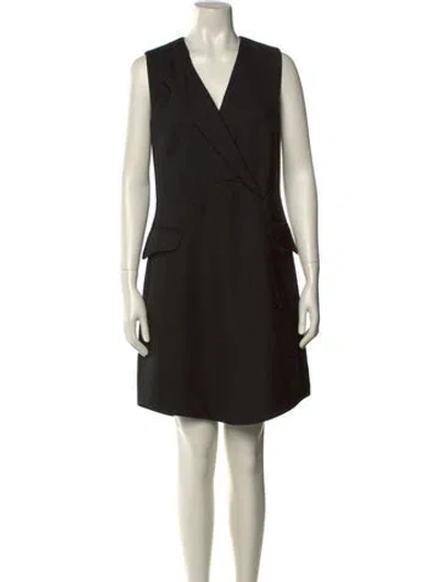 Pre-owned Carven V-neck Knee-length Dress In Black