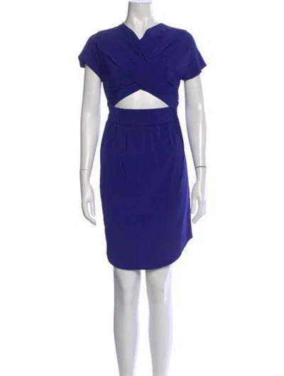 Pre-owned Carven V-neck Knee-length Dress In Blue