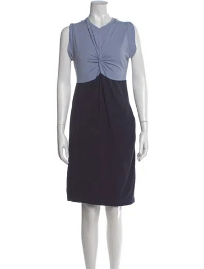 Pre-owned Carven V-neck Knee-length Dress In Blue