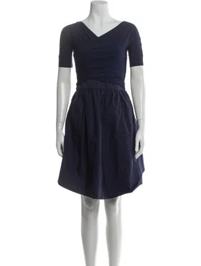Pre-owned Carven V-neck Knee-length Dress In Blue
