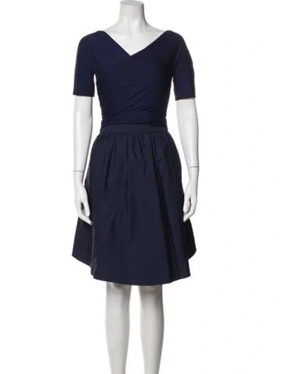 Pre-owned Carven V-neck Knee-length Dress In Blue