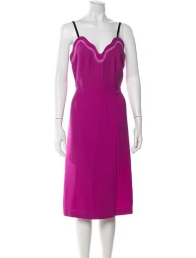 Pre-owned Carven V-neck Knee-length Dress W/ Tags In Purple