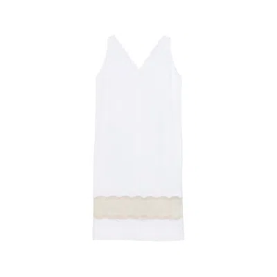 Carven V-neck Lace Midi Dress In White