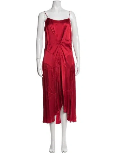 Pre-owned Carven V-neck Long Dress W/ Tags In Red