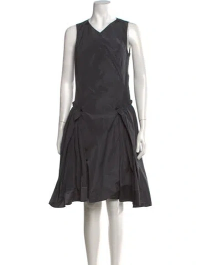 Pre-owned Carven V-neck Midi Length Dress In Grey