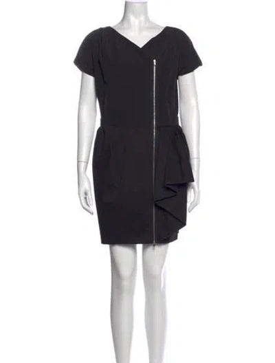 Pre-owned Carven V-neck Mini Dress In Black