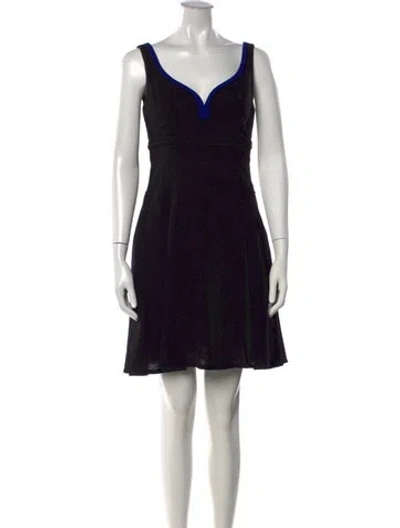 Pre-owned Carven V-neck Mini Dress In Black