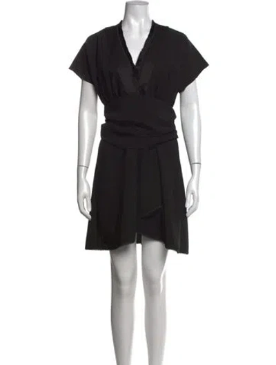 Pre-owned Carven V-neck Mini Dress In Black