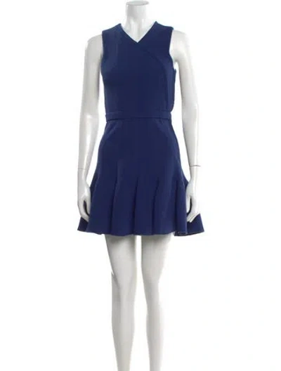 Pre-owned Carven V-neck Mini Dress In Blue