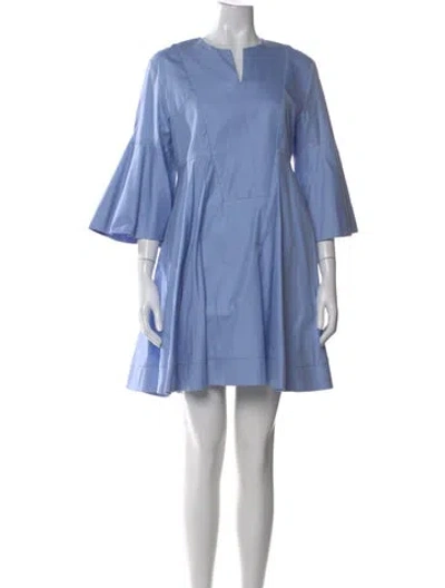 Pre-owned Carven V-neck Mini Dress In Blue