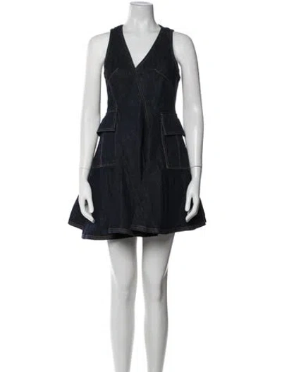 Pre-owned Carven V-neck Mini Dress In Blue