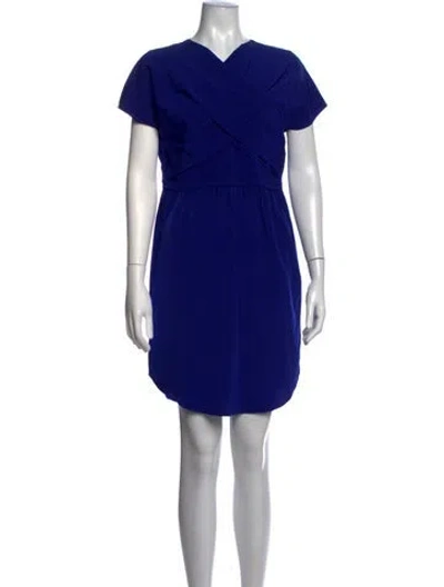 Pre-owned Carven V-neck Mini Dress In Blue
