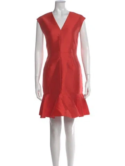 Pre-owned Carven V-neck Mini Dress In Orange