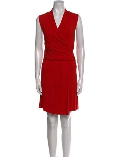 Pre-owned Carven V-neck Mini Dress In Red