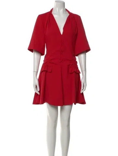 Pre-owned Carven V-neck Mini Dress In Red