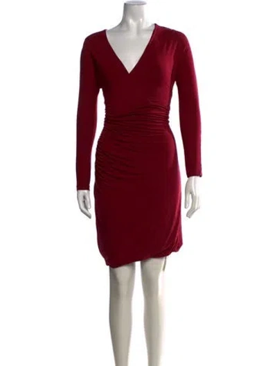 Pre-owned Carven V-neck Mini Dress In Red