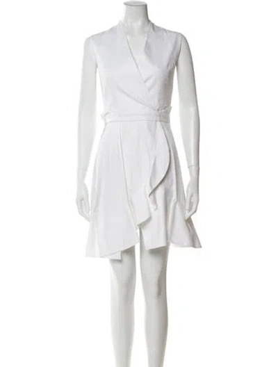 Pre-owned Carven V-neck Mini Dress In White