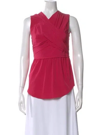 Pre-owned Carven V-neck Sleeveless Blouse In Pink