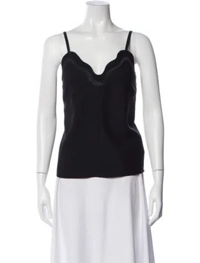 Pre-owned Carven V-neck Sleeveless Top In Black
