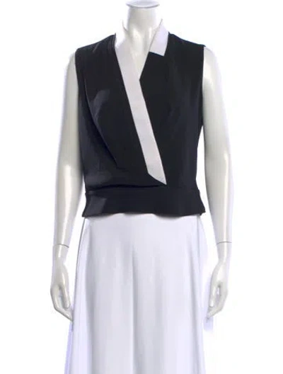 Pre-owned Carven V-neck Sleeveless Top In Black