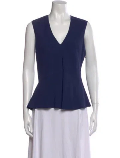 Pre-owned Carven V-neck Sleeveless Top In Blue