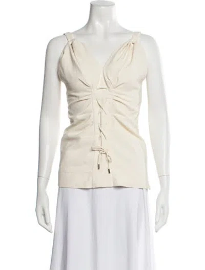 Pre-owned Carven V-neck Sleeveless Top In Neutral