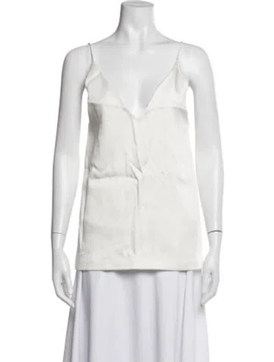 Pre-owned Carven V-neck Sleeveless Top In Neutrals