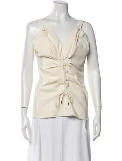Pre-owned Carven V-neck Sleeveless Top In Yellow