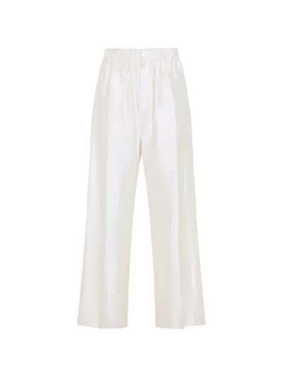 Carven 밴딩 웨이스트 와이드 팬츠 In White