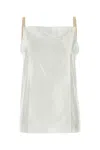 Carven Spaghetti Strap Top In Soft Polyester-silk Blend In White