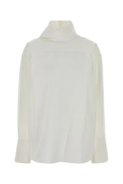 Carven Orchid High-neck Shirt In White