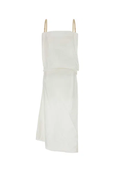 Carven White Silk Mini Dress In Gray