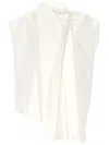Carven White Sleeveless V Neck Top In White